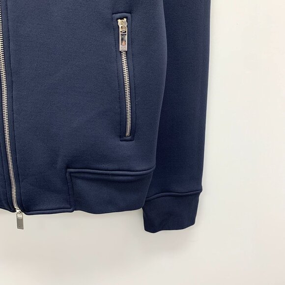 CM0201 Dior Navy Blue Full-Zip Sweatshirt With Logo Patch & Zippered Pockets - Picture 4 of 8